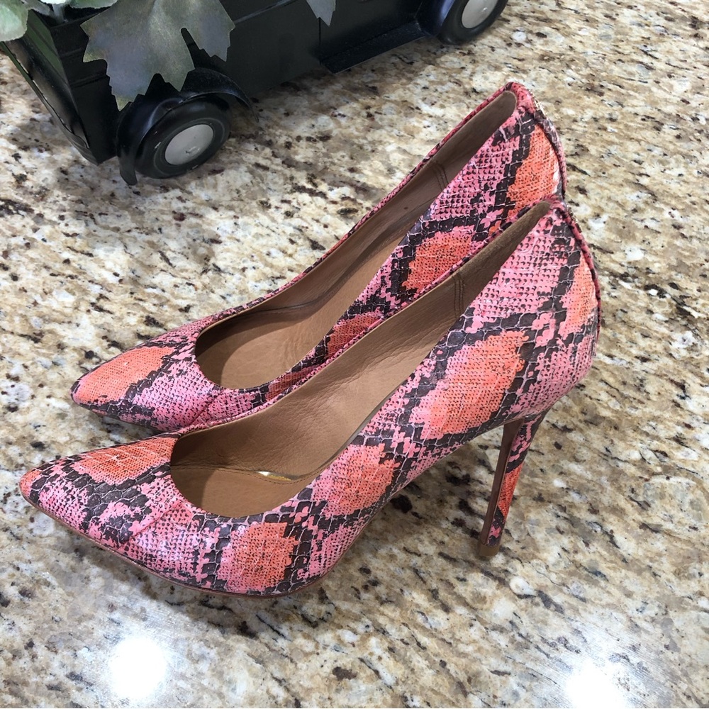 Coach Snakeprint Embossed Harper Pointed-Toe Two … - image 1